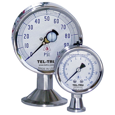 Sanitary pressure gauges for pharmaceutical and bioprocess applications