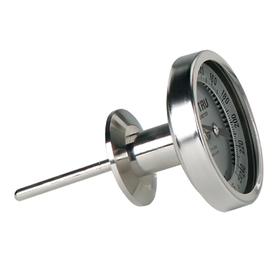 Sanitary bimetal thermometer for hygienic process monitoring