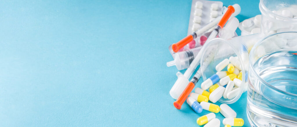 pharmaceuticals including syringes and tablets