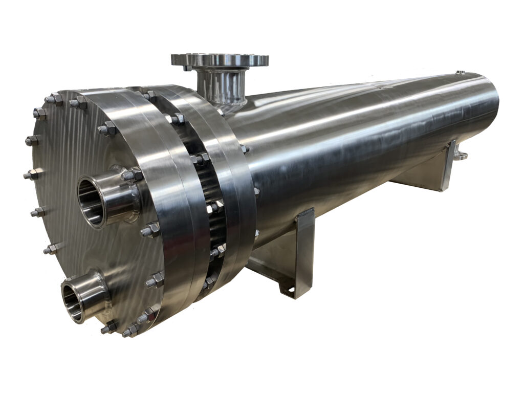 Enerquip pharmaceutical heat exchanger for bioprocess applications with white background