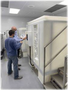 custom buffer holding tank with magnetic drive mixer built by acuity process solutions