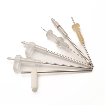 assortment of custom single use bioprocess filling needles to fit various OEM filling machines
