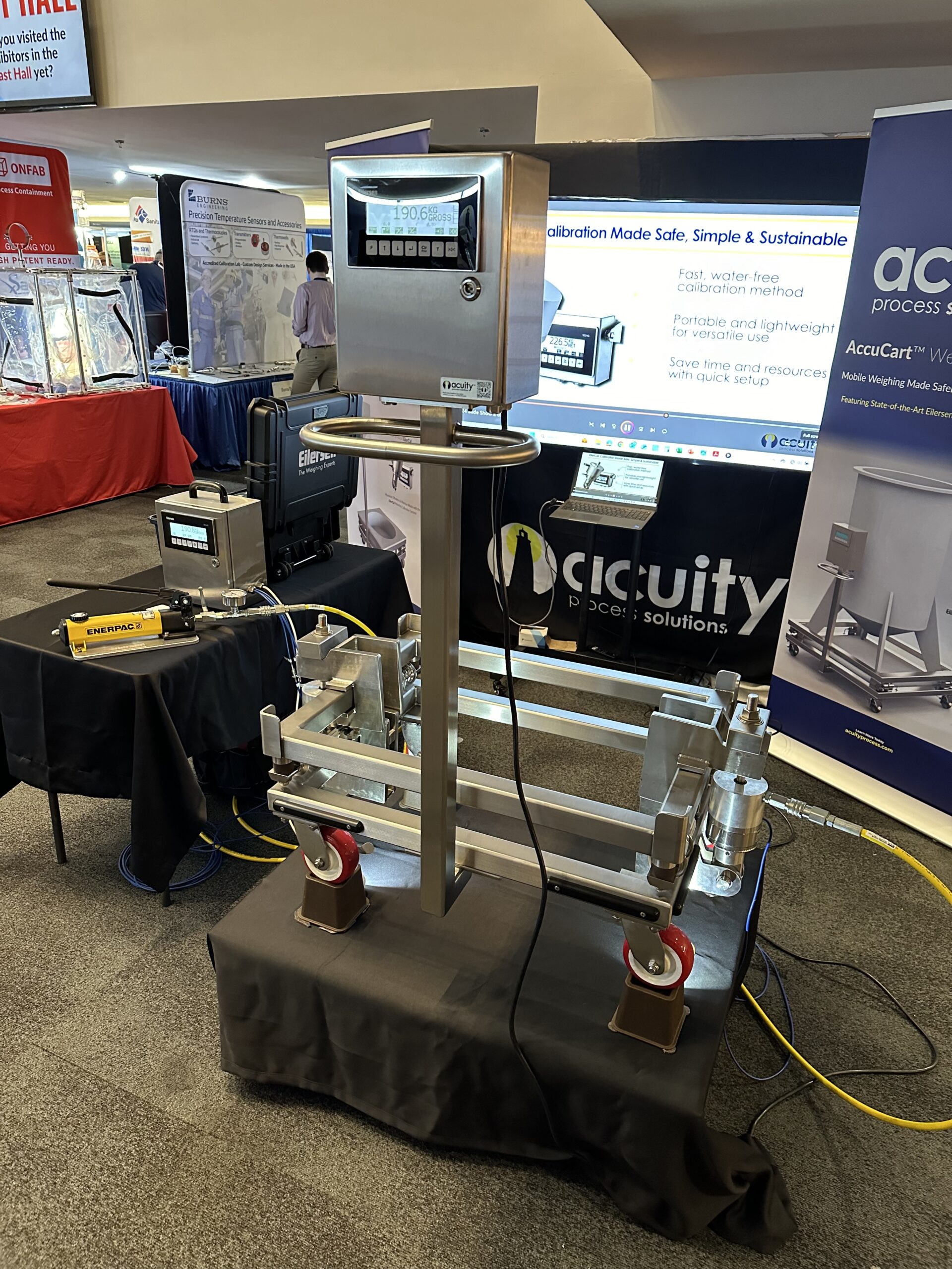 Custom weighing cart with eilercal calibration system