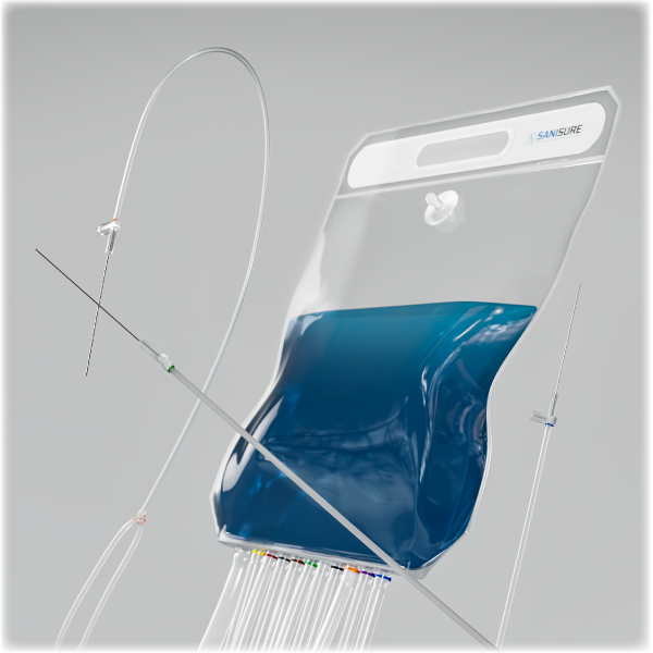 custom single use assembly with bag and needles