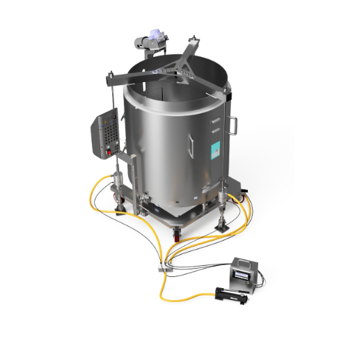 load cell calibration system connectd to a bioprocess tank