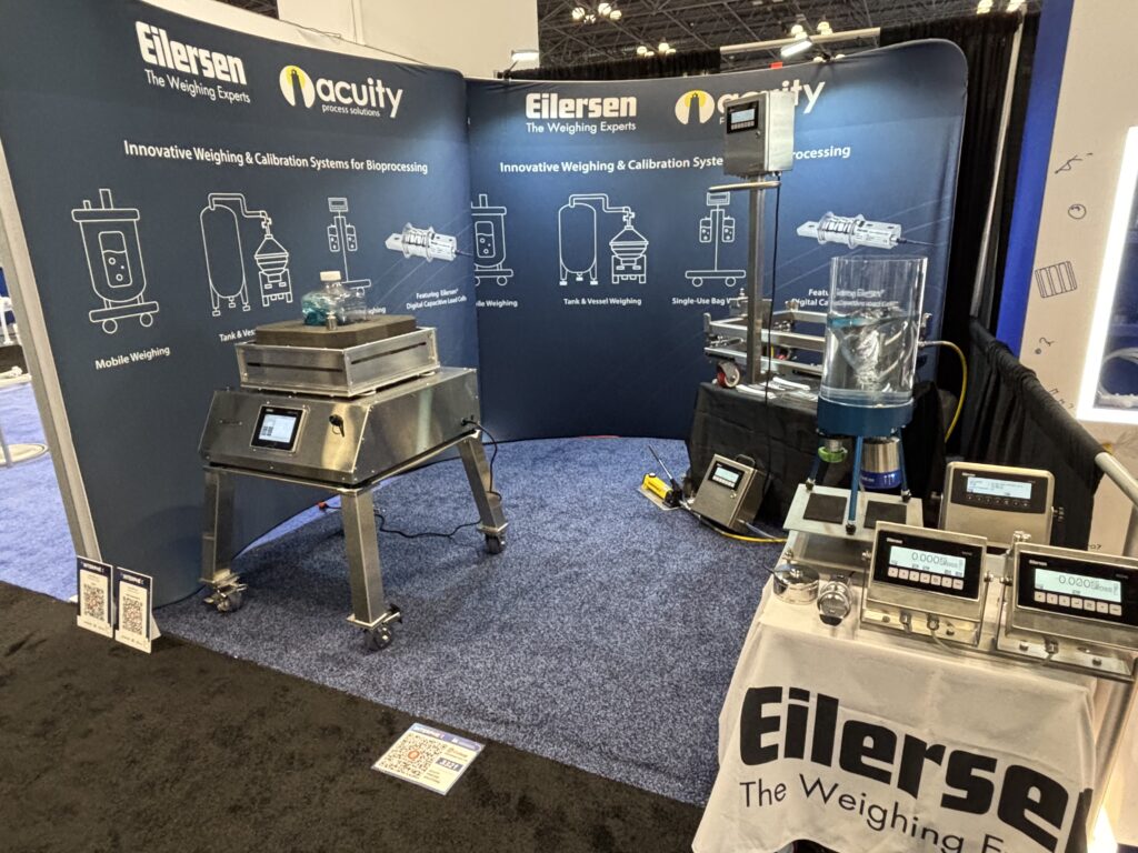 Acuity Process Solutions and Eilersen exhibition booth showcasing process weighing and bioprocess technologies at INTERPHEX 2026.
